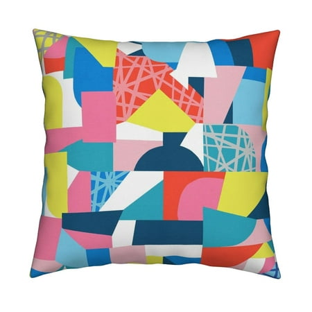 Abstract Geo Fun Crazy Throw Pillow Cover w Optional Insert by Roostery