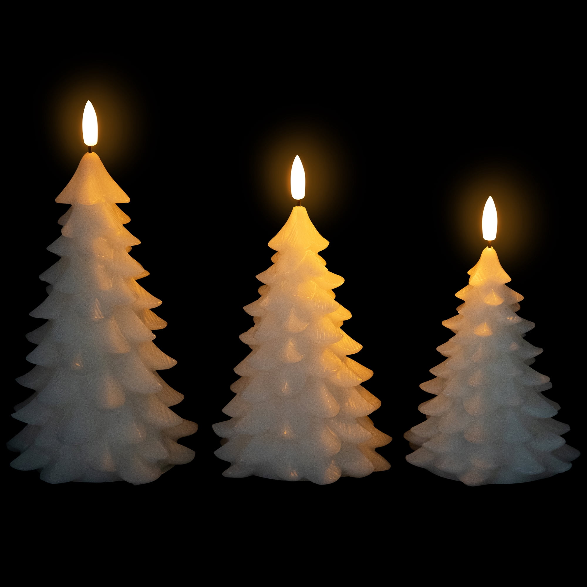 Northlight Flickering Flameless LED Christmas Tree Wax Candles - 7.25" - White - Set of 3