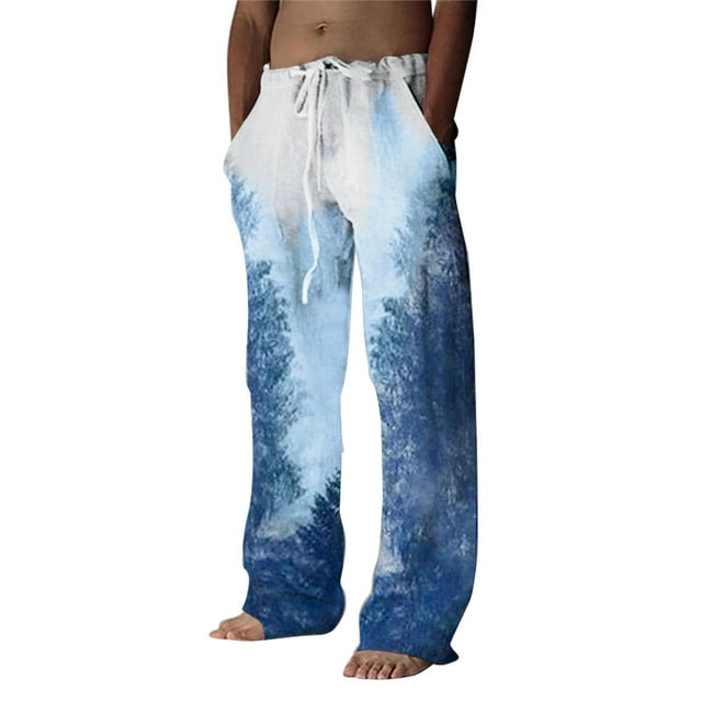 VBARHMQRT Pantalon de Survêtement Oversize Homme Mode Décontractée Imprimé Poche Pantalon à Lacets Pantalon Grande Taille