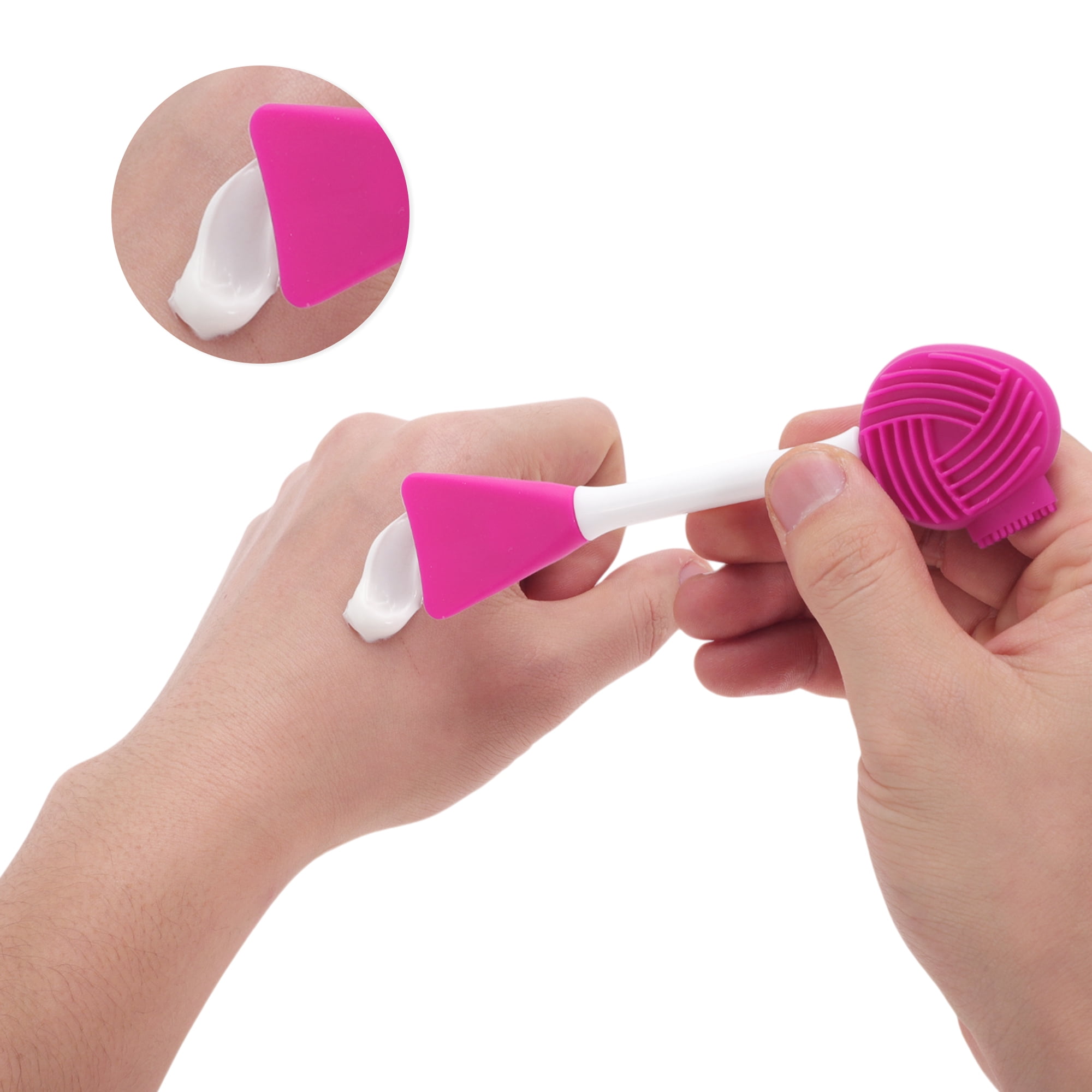 Unique Bargains Soft Double-headed Facial Mask Brushes 2 Pcs Rose Red