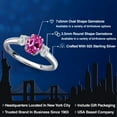 thumbnail image 2 of Gem Stone King 925 Sterling Silver Pink Created Sapphire and Lab Grown Diamond Engagement Ring for Women | 1.24 Cttw | Oval 7X5MM | Gemstone September Birthstone | Size 7, 2 of 6