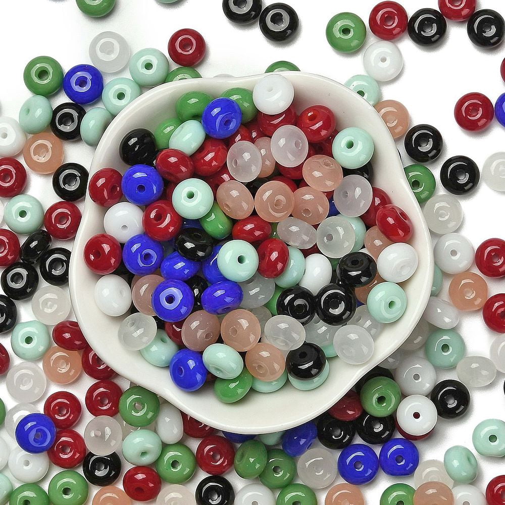 Opaque & Transparent Colours Glass Seed Beads Donut Mixed Color 8x5mm Hole: 1.6mm about 957pcs/pound