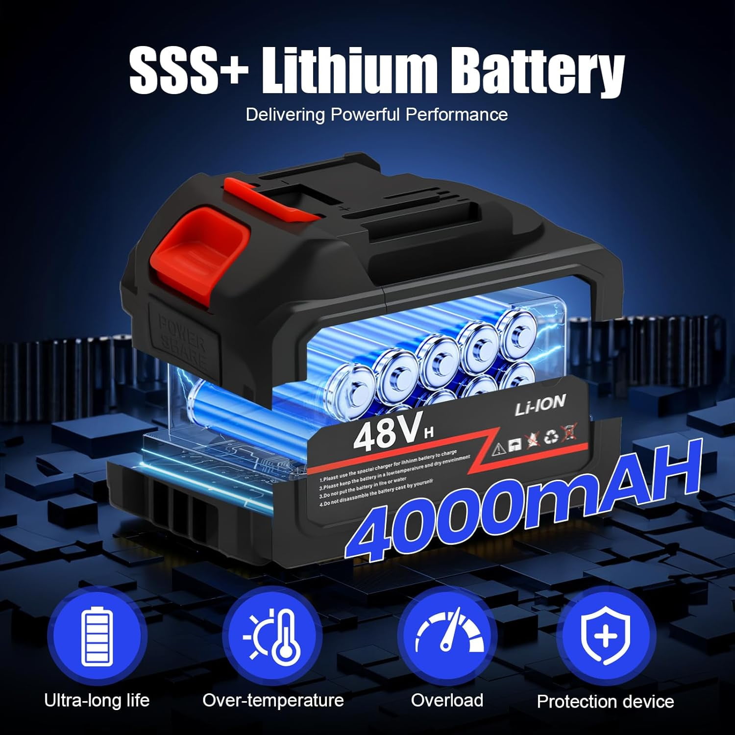 Cordless Leaf Blower, 500000RPM/min Turbo  Blower with 2 * 4000mAh Battery, 1200G Thrust 2.8LB Lightweight Handheld Blower for Lawn Care, Home, Car, Garage Cleaning