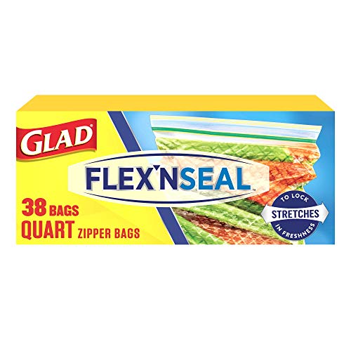 flex’n seal food storage plastic bags quart 38 count