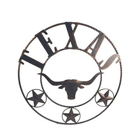 Urbalabs Texas Bronze Star 21" Texas Lone Star Twisted Rope Rustic Barn Star Outdoor Wall Decor Barn Star Western Decor Western Stars Wall Decor Lonestar Decor (Texas Long Horn)
