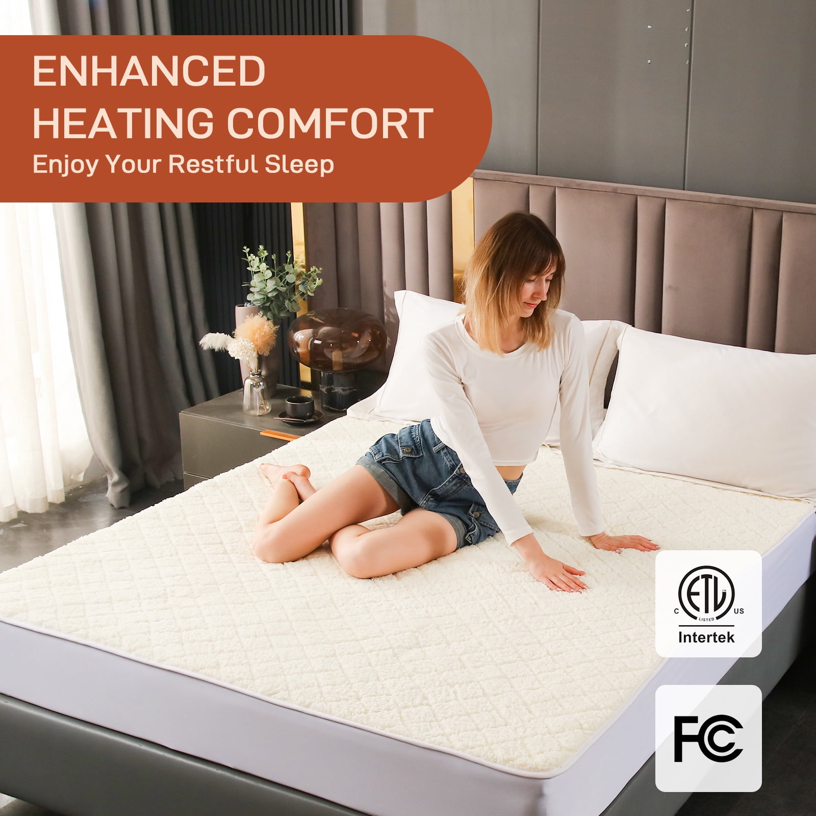SOHTOPHO Heated Mattress Pad Full, Heated Blanket, Beige, 54" x75", Electric Mattress Pads, Heated Mattress, Bed Warmer, Bed Heater, Electric Blanket, Heated Mattress Cover, Heated Pad for Bed