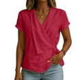 thumbnail image 3 of TGSLY Adjustable Wrap Side Tie Tops for Women Breathable Soft V Neck Short Sleeve Blouses Loose Fit Dressy Casual Solid Color T-Shirts XL, 3 of 8