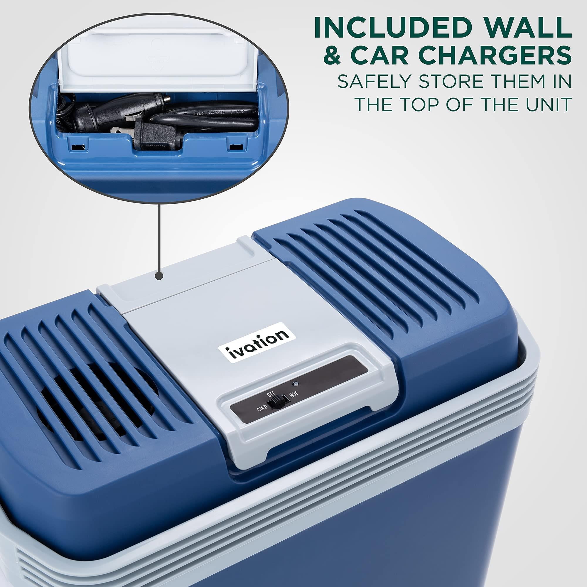 IVATION 24L Portable Thermoelectric Cooler & Warmer 12V with Handle Blue