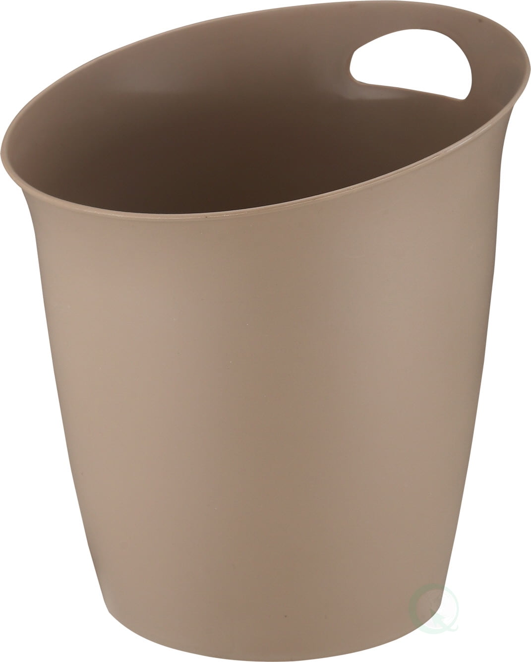 Small Beige Plastic Wastebasket with Handle