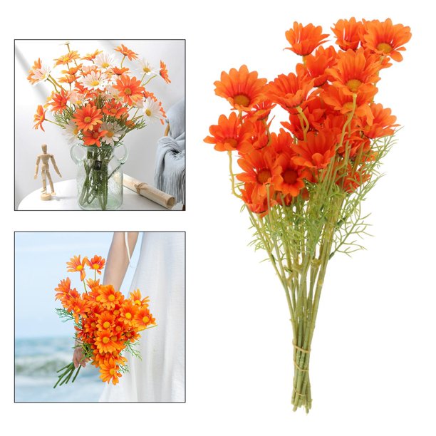 10 paquetes de margaritas , flores artificiales, ramo de cabezas de crisantemo para interiores, bodas al , hogar, jardín, porche, dec rojo BLESIY Ramo de Flores Artificiales