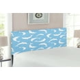 thumbnail image 2 of Sea Animals Headboard, Pattern with Dolphins Silhouettes Simple Fun Art Blue White Ocean Fauna, Upholstered Decorative Metal Bed Headboard with Memory Foam, Full Size, Pale Blue White, by Ambesonne, 2 of 4