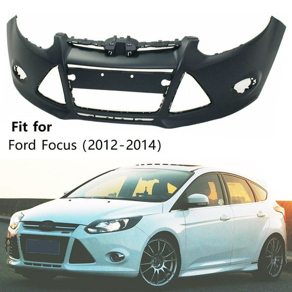 Front Bumper Cover Unpainted FO1000664 Fit for Ford Focus 2012 2013 2014, without Park Assist Sensor Hole, 12-14 Focus Bumper Cover