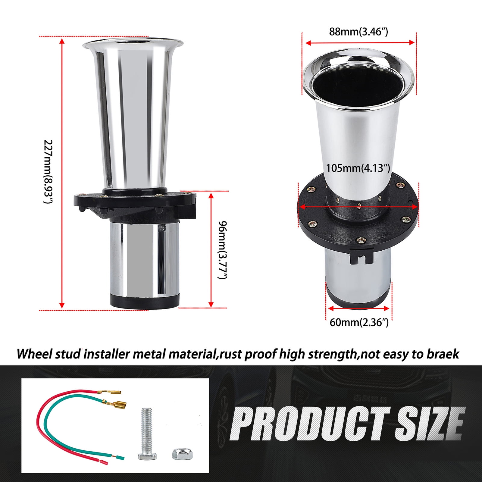 BIBABLYKE Horn Train Horn for Truck/Car Air Horn Chromes Plated Trumpet Super Loud 110dB for 12V Car Truck Motorbike Boats