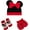 Minnie Red Black, variant on Disney Baby Girls' Minnie Mouse Take Me Home Layette Gift Set - 3 Piece Hat, Booties, and Mittens (Newborn)