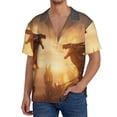 thumbnail image 2 of Picia Castle Cool Fire Dragon Men's Linen Shirts Short Sleeve Cuban Beach Shirts Casual Shirts Button Down Shirt for Men Beach Summer Wedding Shirt-Medium, 2 of 7