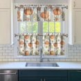 thumbnail image 3 of Fall Kitchen Curtains 24 Inch Short - 3 Panel Set, Autumn Harvest Print, Rod Pocket Window Treatment for Thanksgiving, Farmhouse, Cafe, Living Room - Machine Washable, 3 of 6