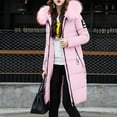 thumbnail image 4 of ZHOUCHANKIDS Women's Winter Mid-Length Down Padded Jacket with Slim Waist Belt and Hooded Design for Cold Weather Pink L, 4 of 4