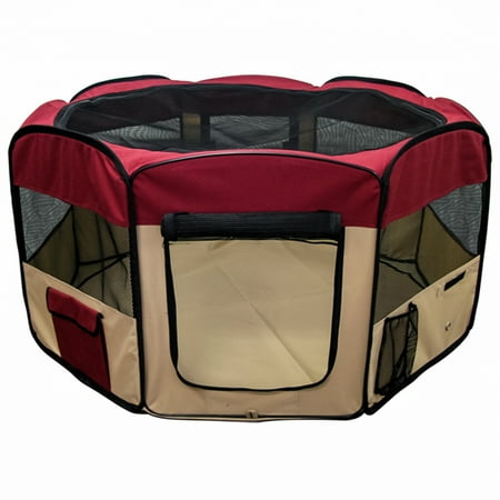 Yard Art Storage Bag - Best Choice Products 45in Cloth Pet Playpen w/ Zippered Doors, Carrying Case, Cover, Storage Bags, Folding Design - Red
