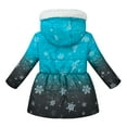 thumbnail image 3 of RUTAYY Children Girls Winter Hooded Jacket Long Sleeve Solid Color Gradient Snowflake Print Thicken Windproof Thick Warm Outwear Stylish Vacation Coat, 3 of 6