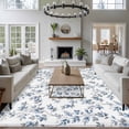 thumbnail image 3 of Blue Leaves Area Rugs 6'x9', Washable Small Throw Rugs for Kitchen Dining room, Summer Botanical Elegant Pastoral Indoor Outdoor Rug Non-Slip Low Pile Carpet Runner Reversible Floor Mats, 3 of 8