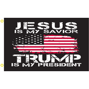 Jesus Is My Savior Trump Is My President 3'X5' Double Sided Flag Rough Tex® 100D