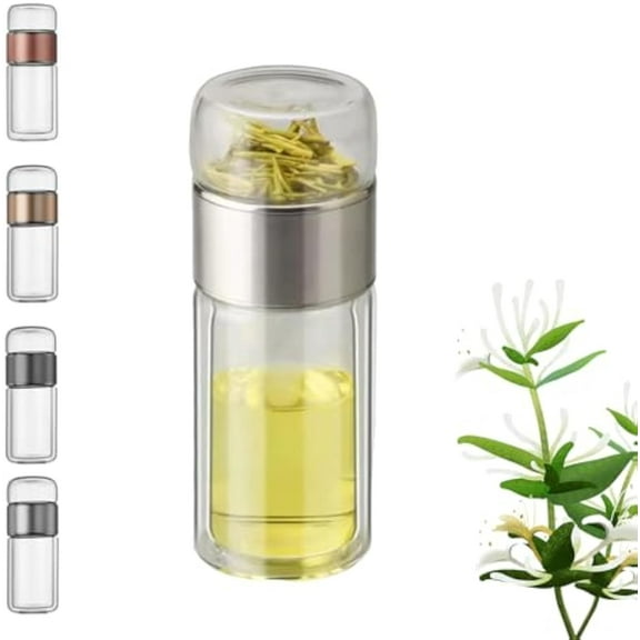 Alivefuser Tea Infuser, Infusifie Tea Infuser, Portable Double Layered Tea Water Separation Loose Leaf Tea Maker, 3 in 1 Tea Maker for Travel, Office, Home (Gray)