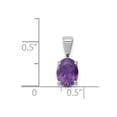 thumbnail image 2 of 925 Sterling Silver Polished Prong set Rhodium Amethyst Pendant Necklace 15x6mm Wide Pendant for Women, 2 of 2