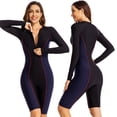 thumbnail image 1 of 2024 traje de baño de una pieza para mujer, traje de baño para surfear, traje de baño liso azul marino con realce, ropa de playa para nadar, trajes de baño, 1 of 5