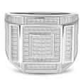 thumbnail image 2 of Men's 925 Sterling Silver Geometric Statement Ring Cubic Zirconia Size 9, 2 of 2