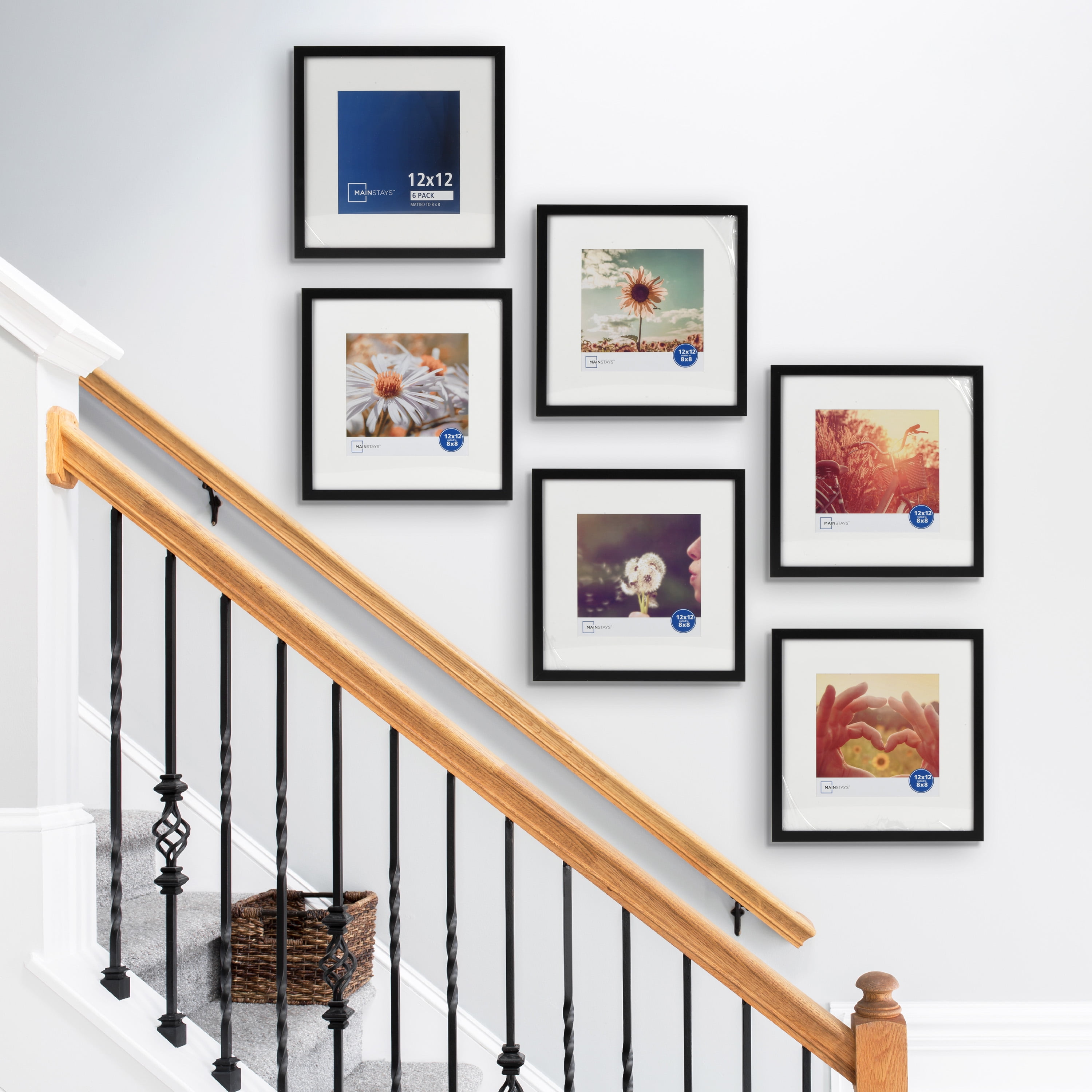 Mainstays 8x8 Matted Black Picture Frame Set of 6 for Gallery Wall Photos