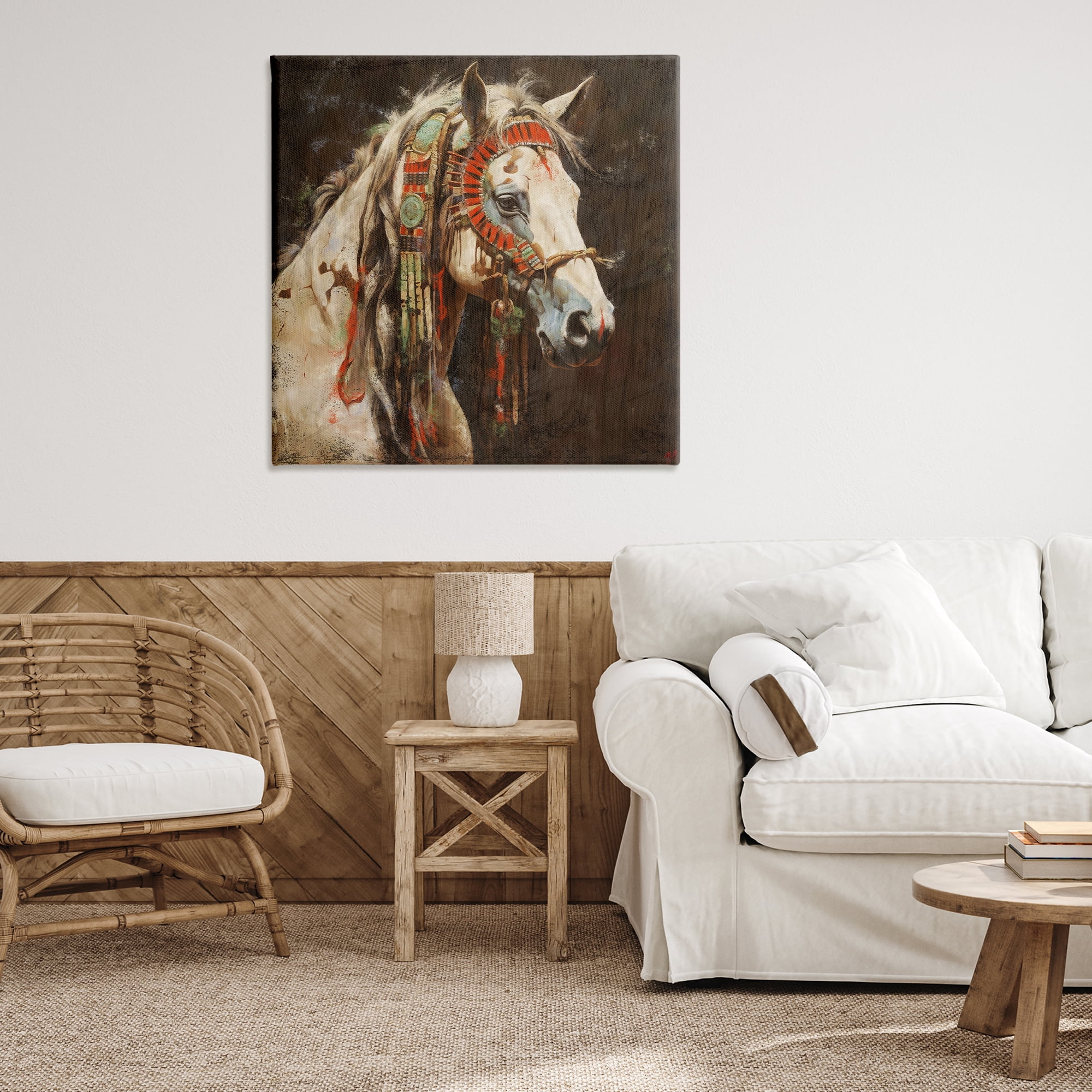 Stupell Industries Strong Traditional Horse Animals Painting Wrapped Canvas Art Print Wall Art, 36 x 36