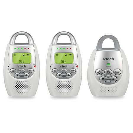 VTech BA72212GY Audio Baby Monitor with up to 1,000 ft of Range, Vibrating Sound-Alert, Talk Back Intercom & Night Light Loop with 2 Parent Units
