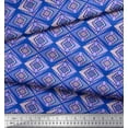 thumbnail image 2 of Soimoi Blue Heavy Canvas Fabric Diamond Geometric Print Fabric by the Yard 58 Inch Wide, 2 of 3