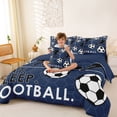thumbnail image 3 of Castle Fairy Eat Sleep Soccer Twin Bedding 7-Piece, Sport Theme Hexagon Bedding Comforter Set, Navy Black,Navy Blue Reversible, 3 of 7