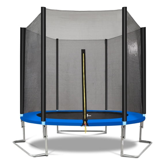 8.5FT Trampoline with Net, Wind-Resistant L-Shaped Legs, Outdoor/Indoor Mini Trampoline for Kids & Toddlers & Adults, Backyard Jumping Rebounder Trampoline for Family Games