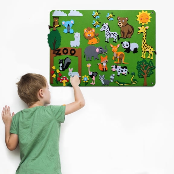 ABPWLY Toys Childrens Flannel DIY Zoo Toy Set Sensory Storyboard Decoration Sticker Play Learning Activity Sports & Outdoor Play Toys