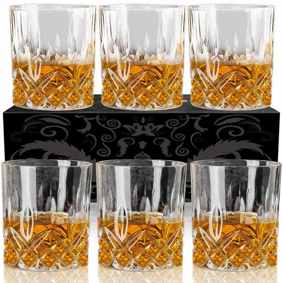 OPAYLY Whiskey Glasses Set of 6, Rocks Glasses, 10 oz Old Fashioned Tumblers for Drinking Scotch Bourbon Whisky Cocktail Cognac Vodka Gin Tequila Rum Liquor Rye Gift for Men Women at Ho