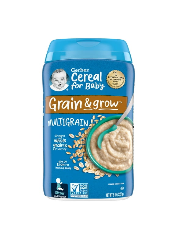 Gerber 1st Foods Cereal for Baby Grain & Grow Baby Cereal, Multigrain, 8 oz Canister