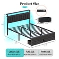 thumbnail image 5 of Tydimor Queen Bed Frame with Upholstered Storage Headboard & 2 Drawers, Platform Metal Bed with 2 USB Ports and Outlets, Under-bed Storage and Noise Free Design, 5 of 11