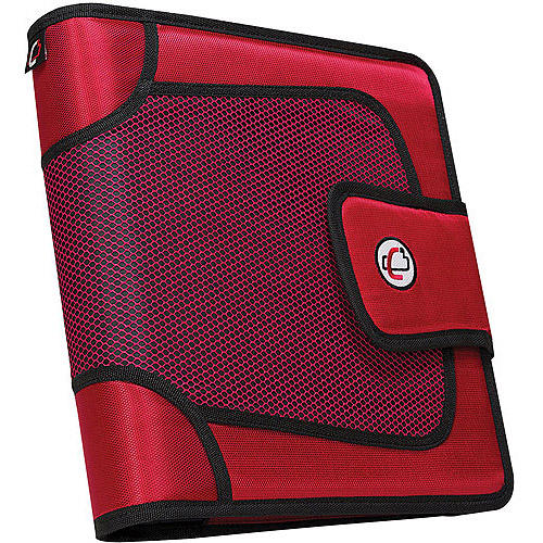 CaseIt 2" Open Tab Binder with Front Mesh Pocket and Tab File, Red