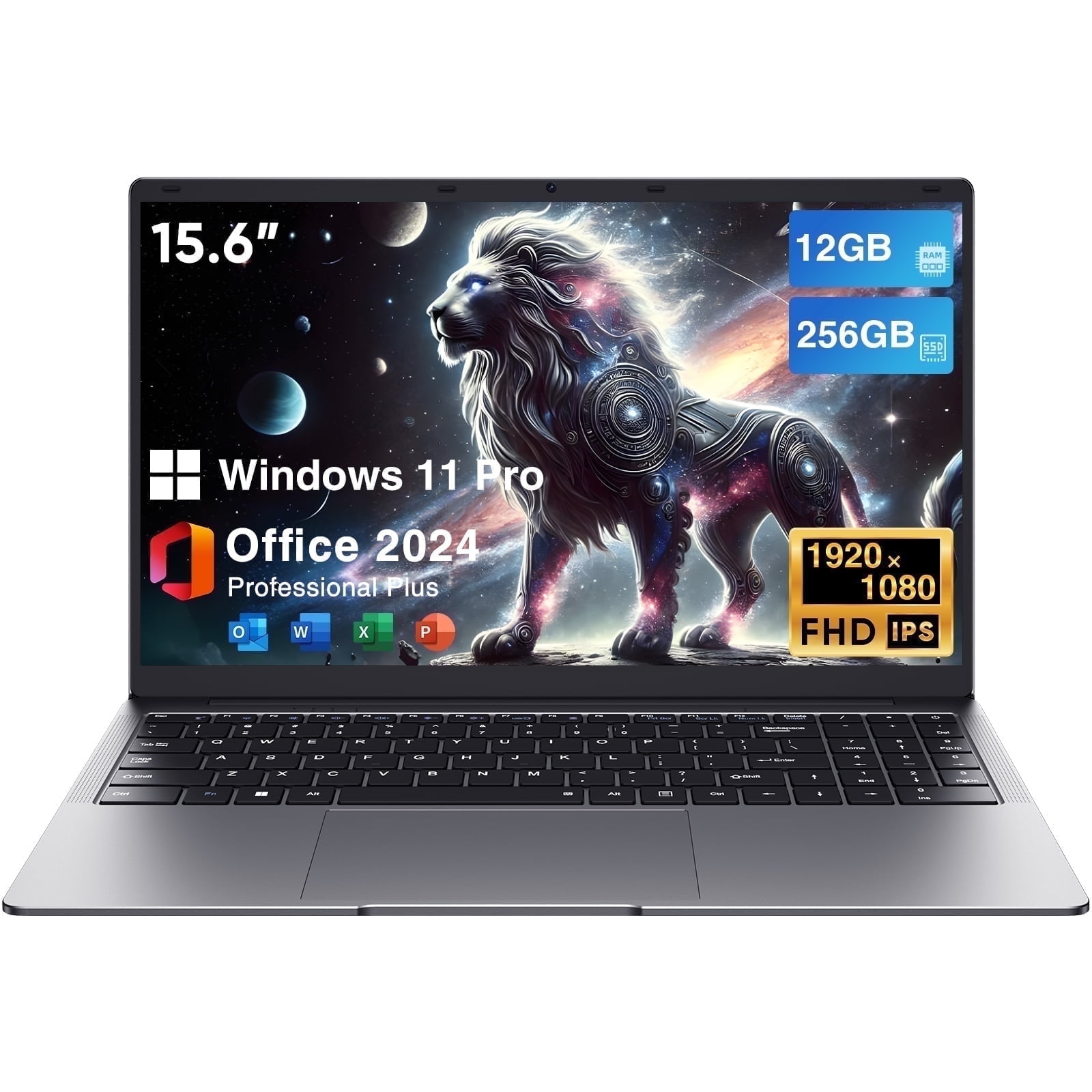 15.6" Laptop,12GB RAM 256GB SSD,Windows 11 Pro NoteBook PC,MS Office 365,Intel Celeron N4000(up to 2.6GHz) Bussiness Computer
