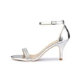 thumbnail image 3 of BLISSFUL STEP Women's Solid Color Open Toe Rhines Ankle Strap Stiletto Sandals Silver 7, 3 of 8