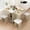 Beige, variant on MIERES Folding Dining Table Set for 4, Dinner Table with 4 Leather Chairs and Shelves, Space Saving Foldable Dining Table with 6 Wheels, Kitchen Table for Small Spaces (Grey)