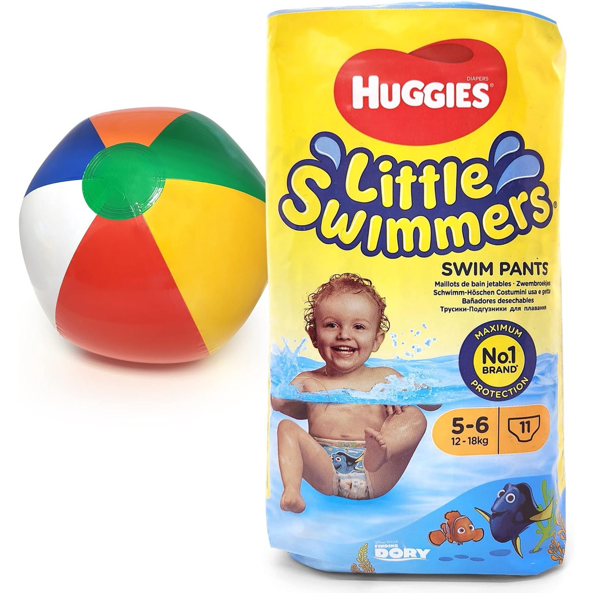 Little Swimmers Disposable Swim Diapers Ultra-Soft and Durable Swim Nappies for Beach, Pool Cute Swim Pants for Little Boys and Girls, Toddlers Includes Bonus Pool Ball Medium
