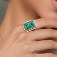 thumbnail image 3 of Gem Stone King 18.50 Ct Emerald Cut Green Malachite 18K Rose Gold Plated Silver Ring, 3 of 4