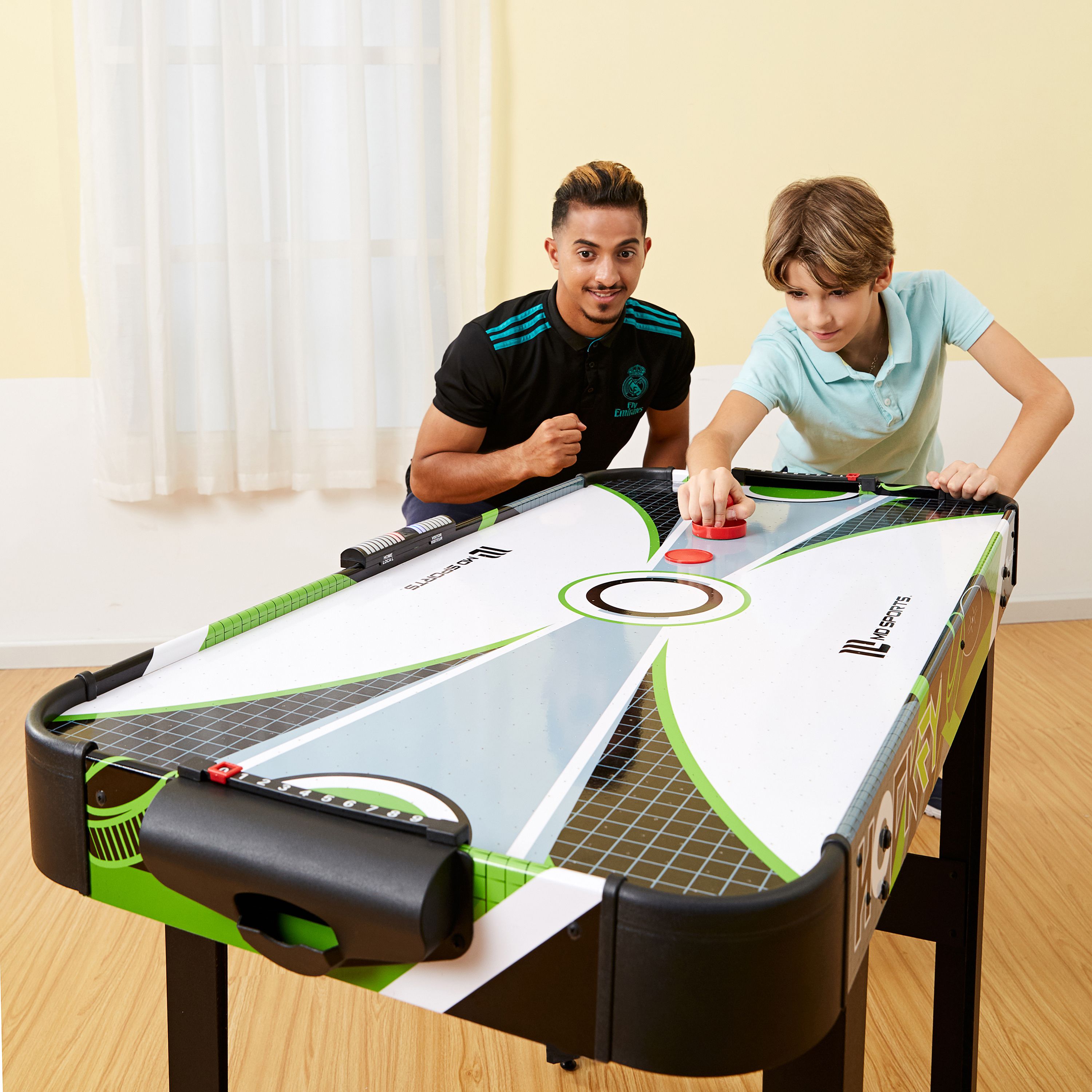 MD Sports 48" Air Powered Hockey Game Table, LED Electronic Scorer, Black/Green - image 3 of 9