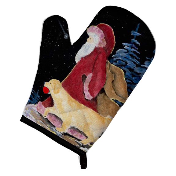Santa Claus with Golden Retriever Oven Mitt