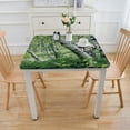 thumbnail image 3 of HAOXIT Decorative Elastic Edged Square Fitted Tablecloth,Wildlife Nature Summer Polyester Indoor Outdoor Fitted Tablecover for Banquet Buffet Kitchen Dining and Party Fit Square Table White, 3 of 7