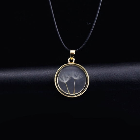 AYYUFE Women Dried Dandelion Transparent Disc Pendant Adjustable Necklace