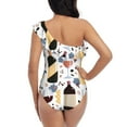 thumbnail image 5 of Easygdp Wine Bottles Glasses Women's One Shoulder Ruffle Monokini Bathing Suits with Removable Chest Pad, Quick Drying - Small, 5 of 8
